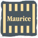 logo stores Maurice dessin de toile grise sur fond jaune